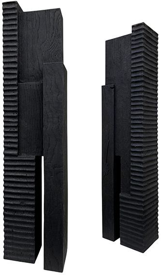 colonne bois br�l�